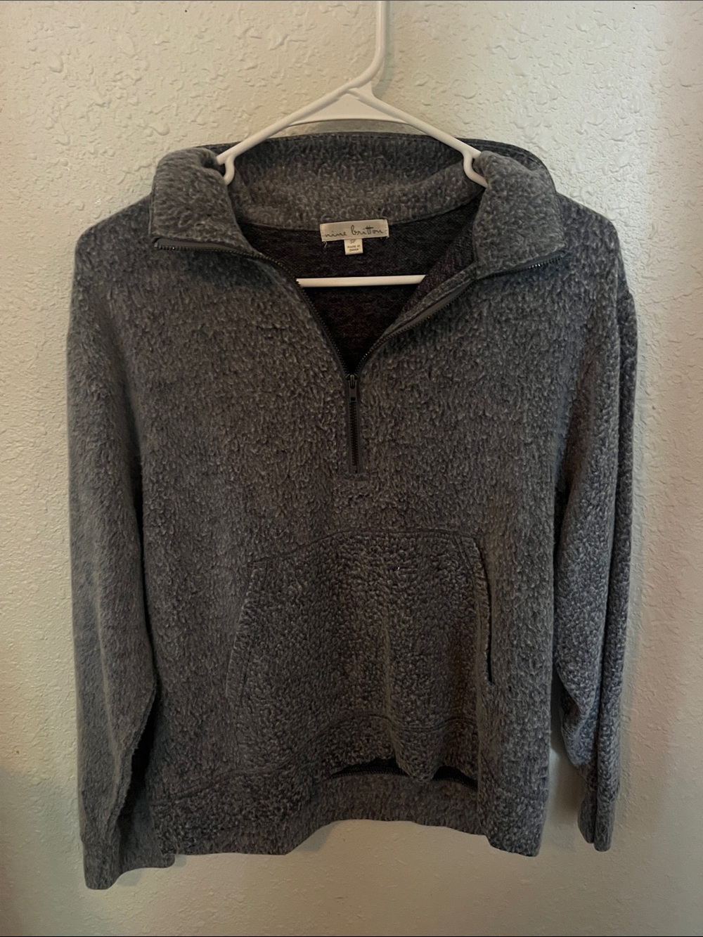 nine britton Gray Sherpa Zip-Up Pullover